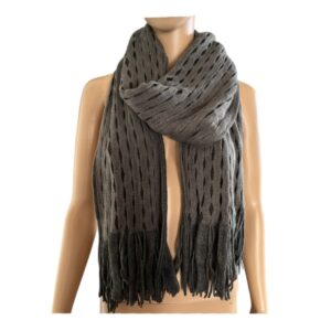 Grijze Sjaal Winter Fringe lange grijs sjaals trendy patroon winter accessoires kopen bestellen