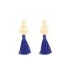 Oorbellen Cool Tassel blauw blauwe Earrings lange oorbel kwastje goud gouden detail musthave fashion online kopen buy