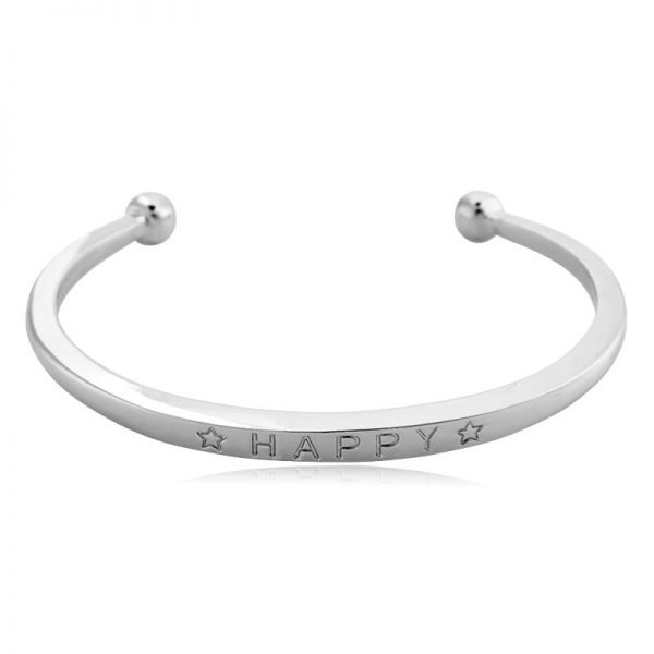 Armband Happy zilver zilveren open-armband-met-happy tekst gegraveerd-online-musthave-sieraden-en-accessoires-kopen