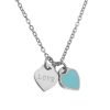 Ketting Double Hearts turquoise zilver zilveren ringen losse hartjes online bestellen kopen accessoires en sieraden detail