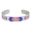 RVS Armband Colorful beads zilver zilveren open armband blauw roze kraaltjes en print aztec boho
