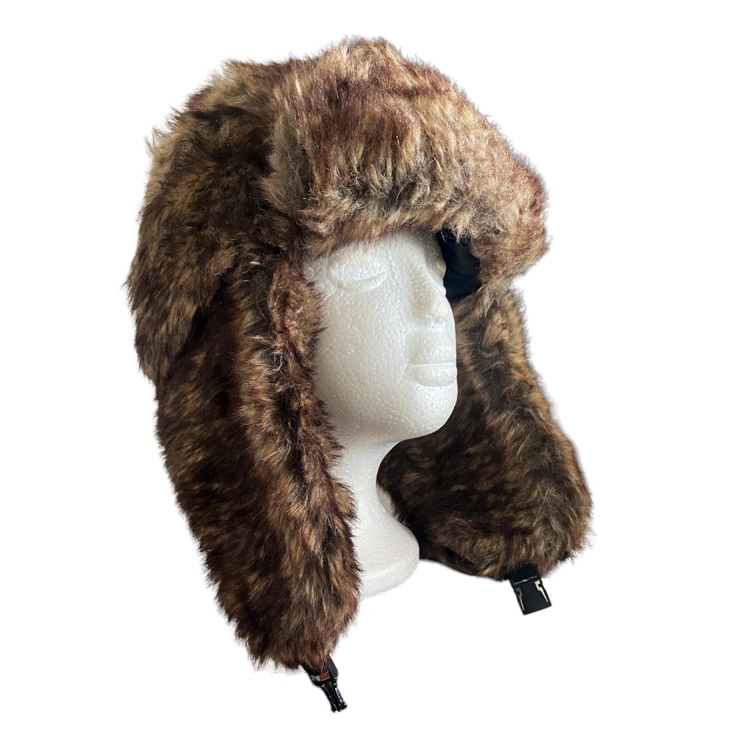 Muts-Fake-Fur-bruin-bruine-dames-bont-mutsen-winter-accessoires-wollen-trooper-trapper-hat-kopen-bestellen side