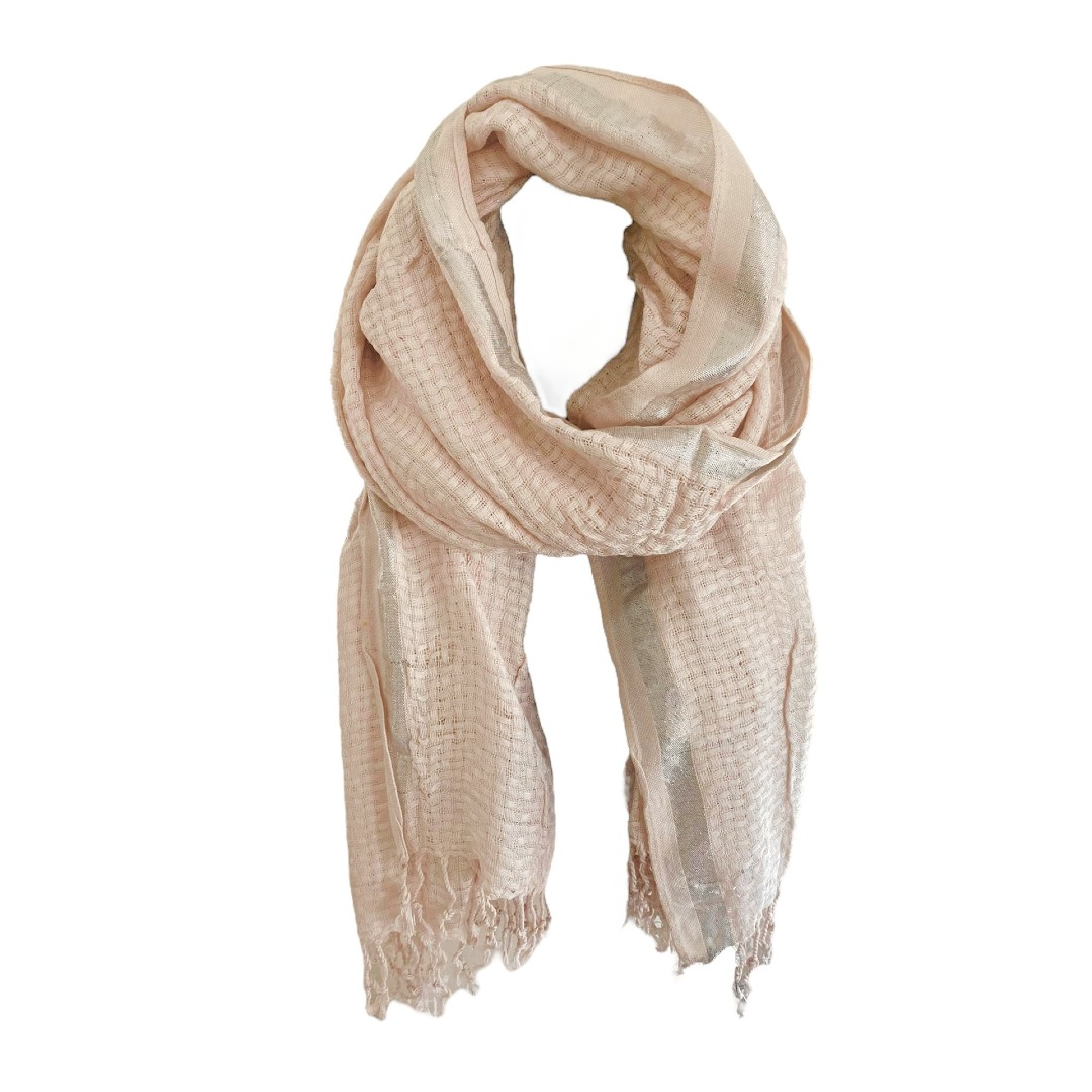 Sjaal-Amayzine--roze blush licht roze-geweven-dames-sjaals-lange-franjes-musthave-fashion-light-blue-Scarfs-shawls-zilverdraad-online