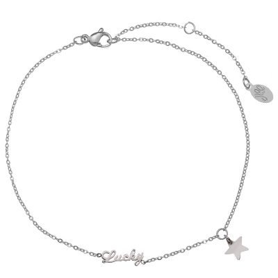Enkelbandje-Lucky star -zilver-zilveren- rvs roestvrijstalen enkelbandjes-bedel-dames-enkelbandjes-400x400