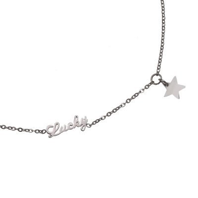 Enkelbandje-Lucky star -zilver-zilveren- rvs roestvrijstalen enkelbandjes-bedel-dames-enkelbandjes detail