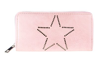 Portemonnee-Star-roze pink -dames-portemonees grote ster print steentjes-wallet-online-bestellen-kopen-musthave-accessoires