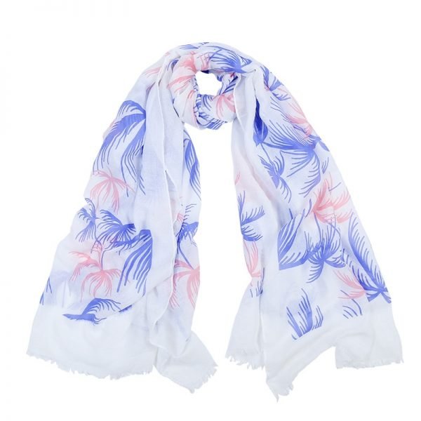 Sjaal Palmtree witte sjaals met blauw roze palmbomen print mooie dames sjaal omslagdoeken online bestellen