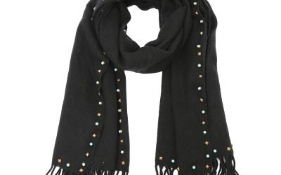 Sjaal-Studs-zwart zwarte-lange-warme-wollen-sjaal-met-gekleurde-gouden-studs-dames-sjaals-omslagdoeken-winter