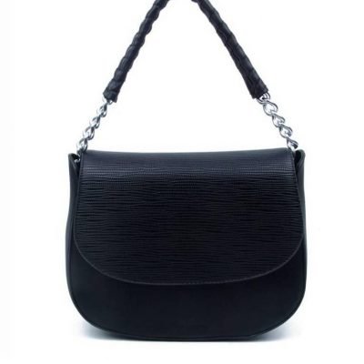Tas-Maya-zwart-zwarte-dames-schoudertassen-korte-zilveren-hengsel-dames-tassen-it-bags-guiliano-online kopen