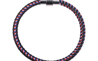 Armband Sailor zwart rood blauwe stoere gevlochten armbanden mannen met zilveren slotje kado mannen online bestellen Bracelet for men