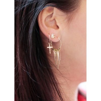 Oorbellen Chic Cross goud gouden dames oorbellen kruis bedel oorhangers earrings online kopen dames sieraden online