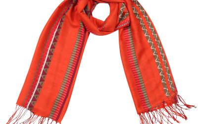 Sjaal Funky Vibes oranje dames sjaals kleurrijke print aztec vrolijke polyester dames sjaal shawl ladies orange shop online
