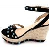 Sleehak Studs zwart zwarte sleehakken wedges schoenen dames kleurde studs gekleurde stenen musthave fashion shoes online