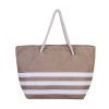 Strandtas Three Lines bruin bruine gestreepte grote strandtassen met witte strepen en handvat beachbags strandtas zomer tassen