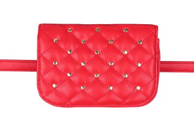 Heuptas-Chester Chic-rood rode belt bag riem tasjes-fannypack-fanny-pack-heuptas-beltbag-vierkant gouden studs-dames-gewatteerd-fashion-online-bestellen