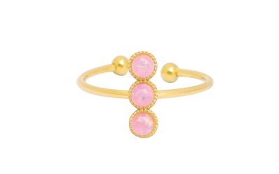 Ring three stones goud gouden open ringen roze stenen musthave ringen dames sieraden online kopen