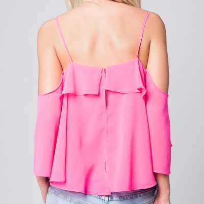 Roze Topje Mila pink dames tops ruches strappless zomer truitjes dames online modemusthaves fashion achterkant