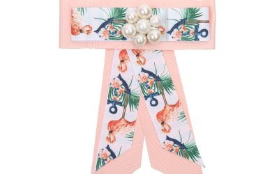 Choker Bow Tie Flamingo Pearls roze pink broche kraagjes hemd details dames dassen stropdassen groen parels print musthave fashion kopen