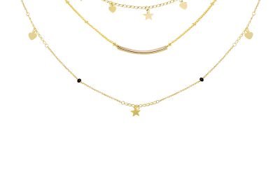 Ketting Famous Star goud gouden layers 3 kettingen sterren en hartjes musthave fashion accessoires kopen bestellen detail