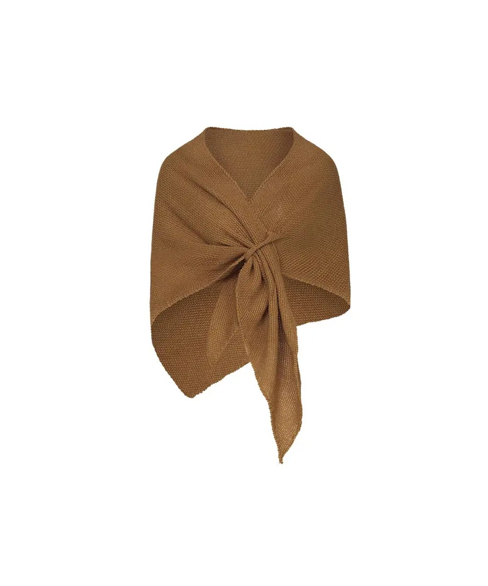 Omslagdoek Simply camel bruin bruine gebreide omslagdoeken sjaals dun gebreid kopen bestellen