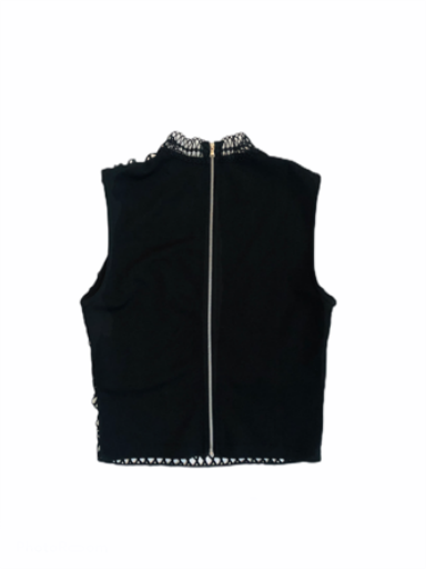 Zwarte-top-Rits-zwart-dames-topjes-truitje-gehaakt-kanten-trendy-dames-mode-online-bestellen fashion kleding kopen achter