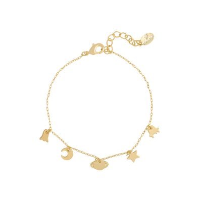 Armband In Space goud gouden dames armbanden bedels ster maan kopen details sieraden bracelet armcandy