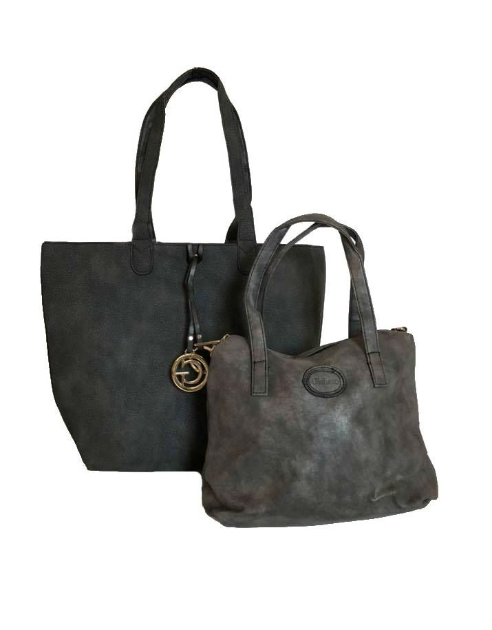 Bag in Bag Tas Monica donker grijs zwart zwarte tassen extra kunstleder binnentas tassen bestellen