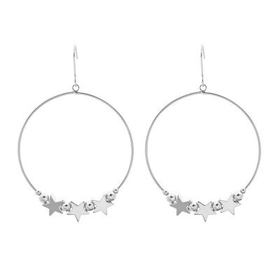 Oorbellen Hoop Stars zilver zilveren ronde dames oorbellen sterren fashion earrings kopen