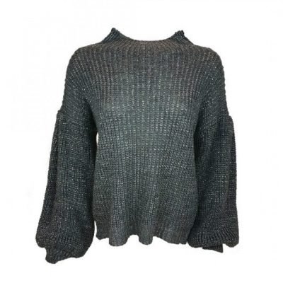 Grijze Trui Berry grijs dames truien sweaters brede mouwen fashion kleding klopen online details