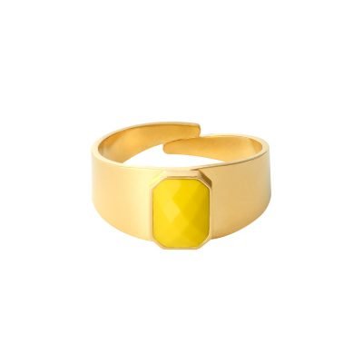 Ring Love Rocks goud gouden verstelbare ring geel gele steen fashion dames sieraden yehwang kopen