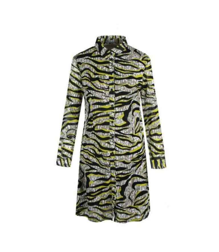 Tuniek Fancy Zebra zwart gele dames jurken lange mouwen blouse tunieken werk kleding fashion online kopen jurk kantoor