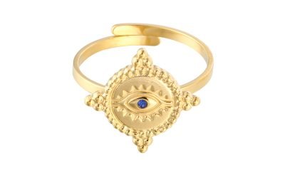 Ring The Look Goud gouden dames open ringen verstelbare fashion oog detail rvs ringen kopen