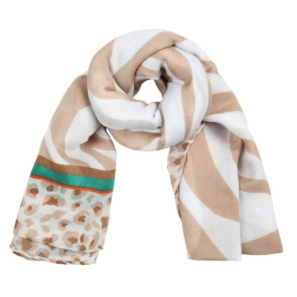 Sjaal Safari Dreams beige wit witte dames sjaals kleurrijke print kopen sjaals sjaaltjes