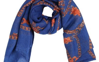 Sjaal Multi Chain blauw blauwe dames sjaals gele kettingen print sjaaljes kleurrijk kopen bestellen