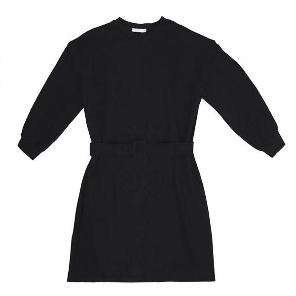 Sweater Dress FUNKY STYLE zwart zwarte dames sweater jurken met riem warm trendy kleding kopen