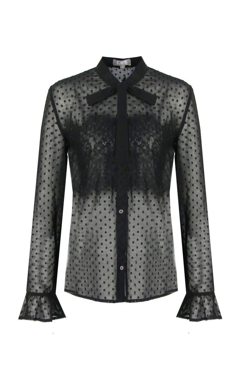 Jacqueline de Yong Kanten blouse zwart casual uitstraling Mode Blouses Kanten blouses 