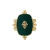 Ring Precious Leaf goud gouden ring groene blad decoratie statementringen kopen yehwang stainless steel sieraden