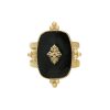 Ring Precious Leaf goud gouden ring zwart blad decoratie statementringen kopen yehwang stainless steel sieraden