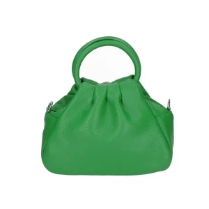 Leren Handtas Agnes groen groene verde leer handtassen rond handvat zacht kalfsleer italiaanse tassen kopen bestellen