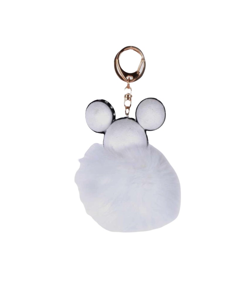 Sleutelhanger Mickey wit witte wollen tassenhanger sleutelhangers met mickey mouse oortjes musthave fashion