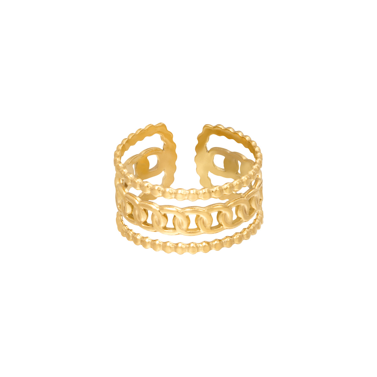 Brede Ring Sophie goud gouden trendy lagen ringen schakelketting detail yehwang sieraden bestellen kopen