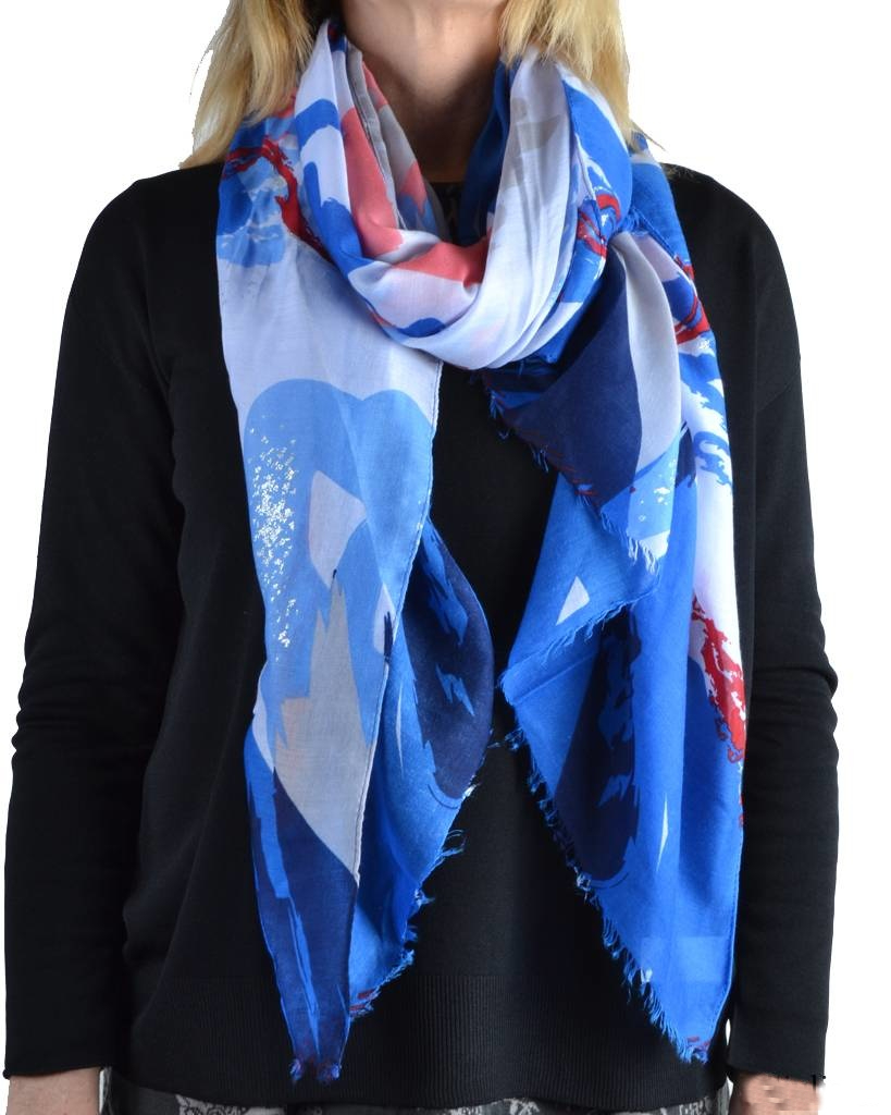 Stevig Slordig Missie Sjaal Paintbrush Metallic blauw blauwe kleurrijke dames sjaals omslagdoeken  dunne trendy sjaals kopen bestellen - DeSchoenenkast.nl