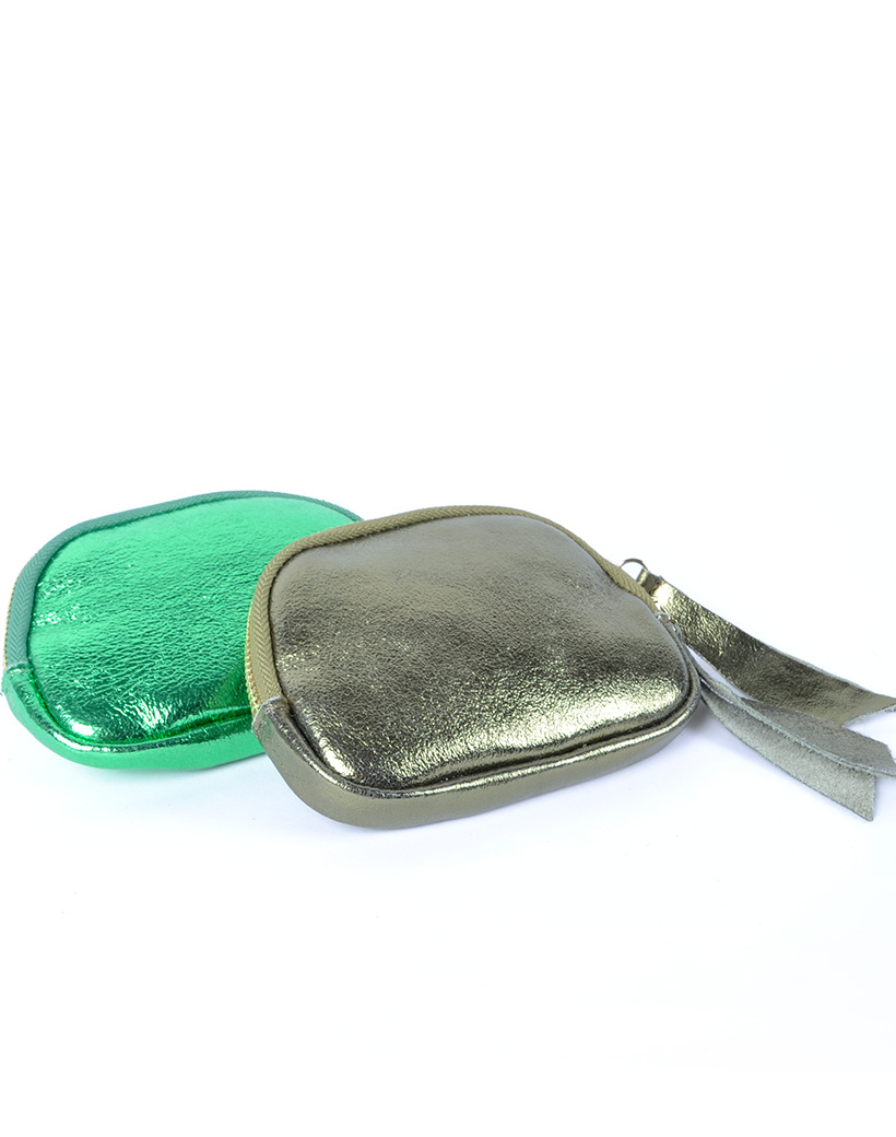 Leren-Etui-Metallic-vel groen-groene-army green portemonnees-portemonee-leder-rits-felle-metallic-kleuren-giuliano-tassen-kopen-bestellen-1