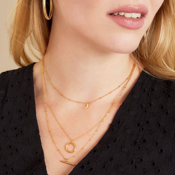 Dubbele Ketting Geometriche vormen goud gouden dames kettingen sieraden rvs kopen bestellen yehwang