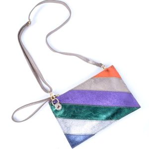 Leren-Clutch- metallic Rainbow-zilver paarse -groen-look-a-like-it-bags-regenboogkleuren-giuliano-bestellen-kopen