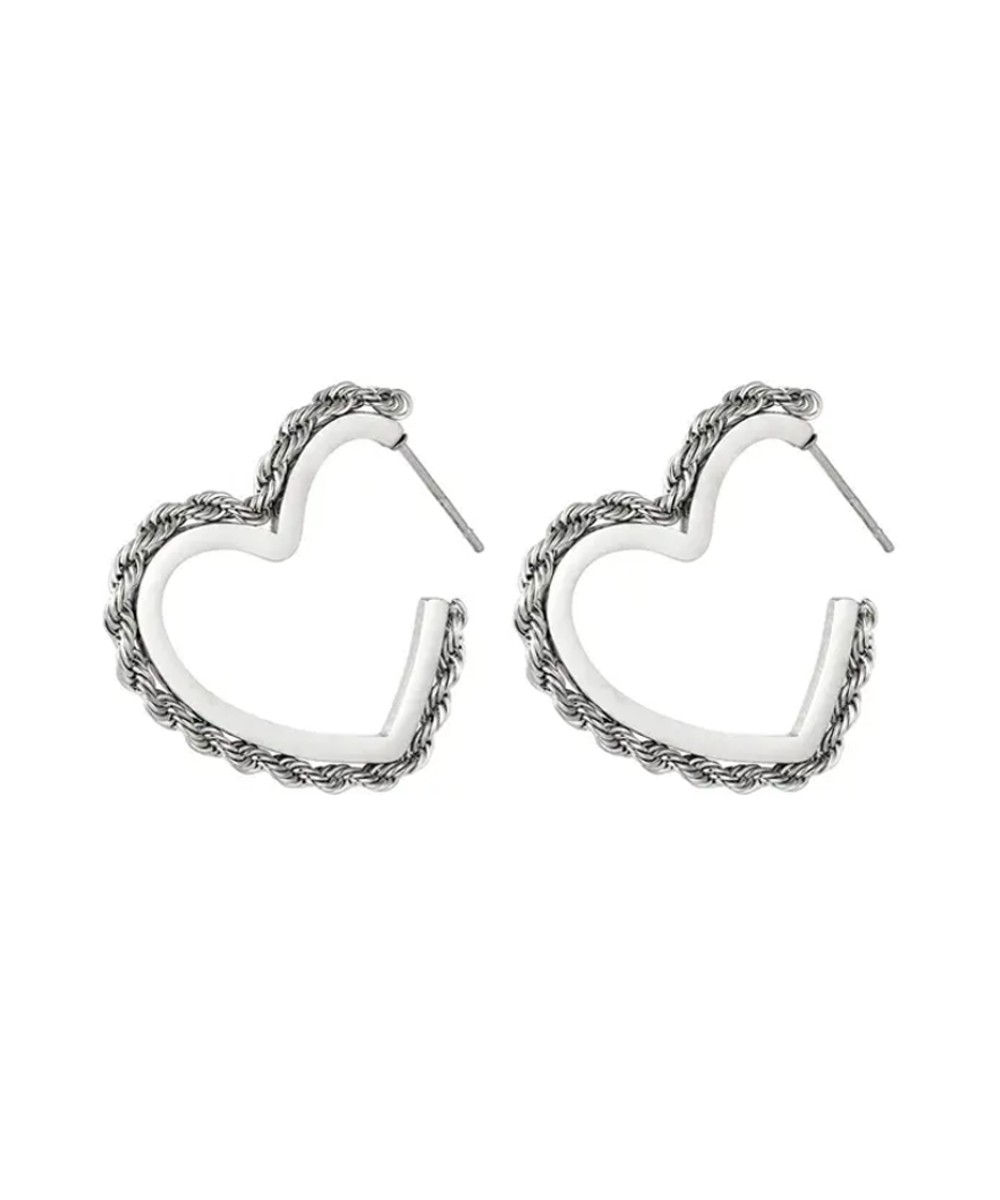 RVS-Oorbellen-Hart zilver zilveren-hartvormige-dames-oorbellen-gedaaid-detail-dames-sieraden-kopen-bestellen