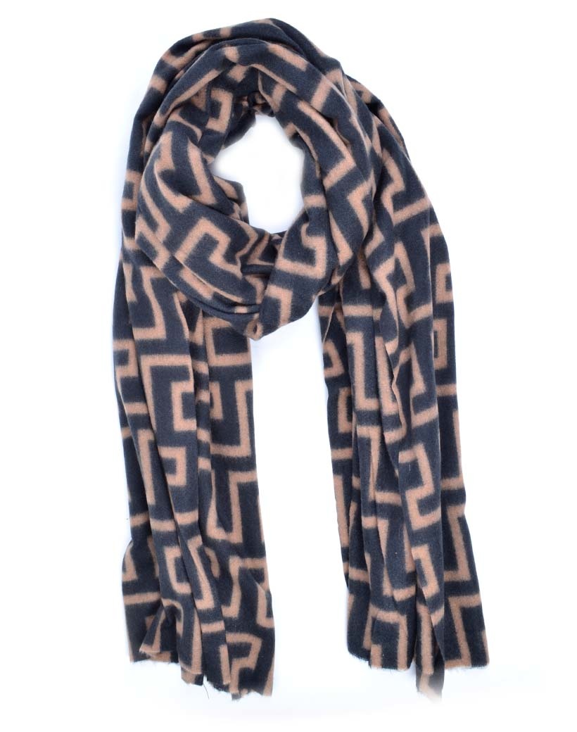 Sjaal Fancy Print zwart camel trendy warme sjaals omslagdoeken winteraccessoires kopen bestellen