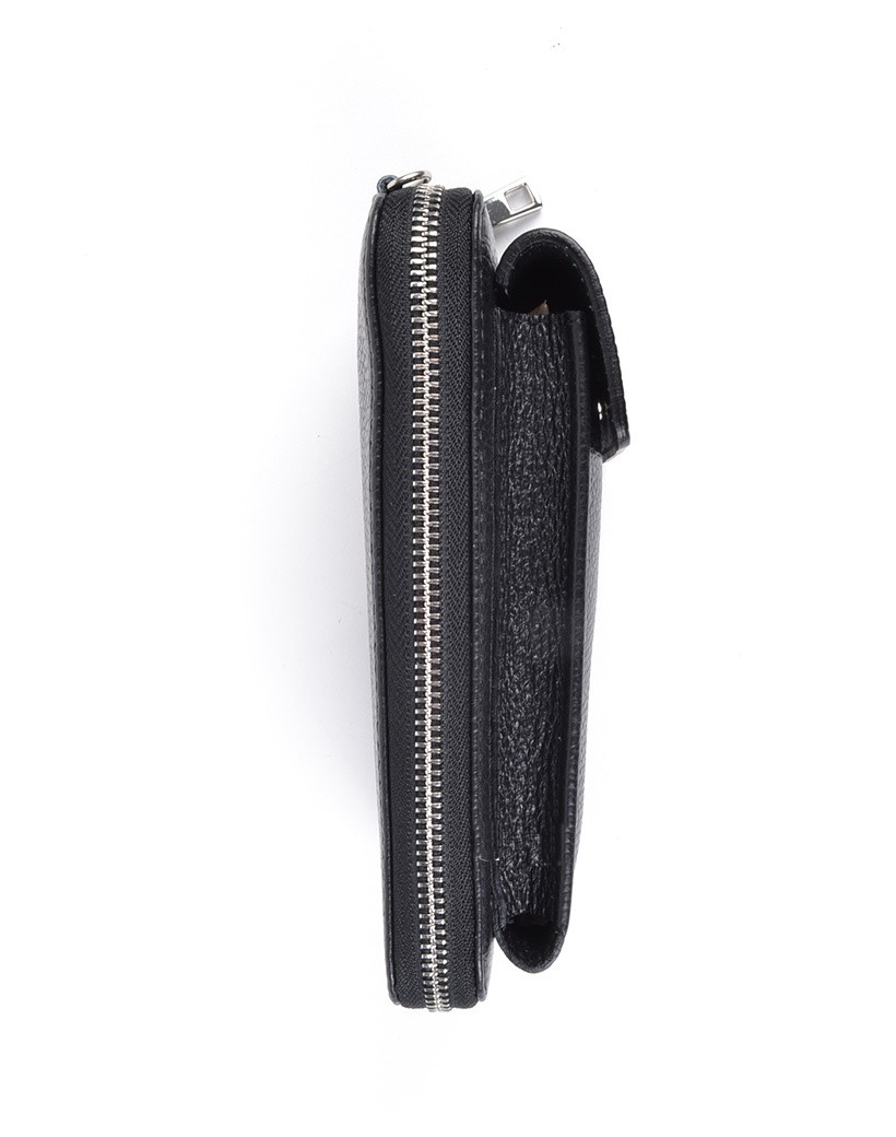 Leren-Telefoontasje zwart zwarte portemonnee-schoudertasje-handige-giuliano-tas-kopen zilver-bestellen-lederen-schoudertasjes-lang-2-vakken-leer side