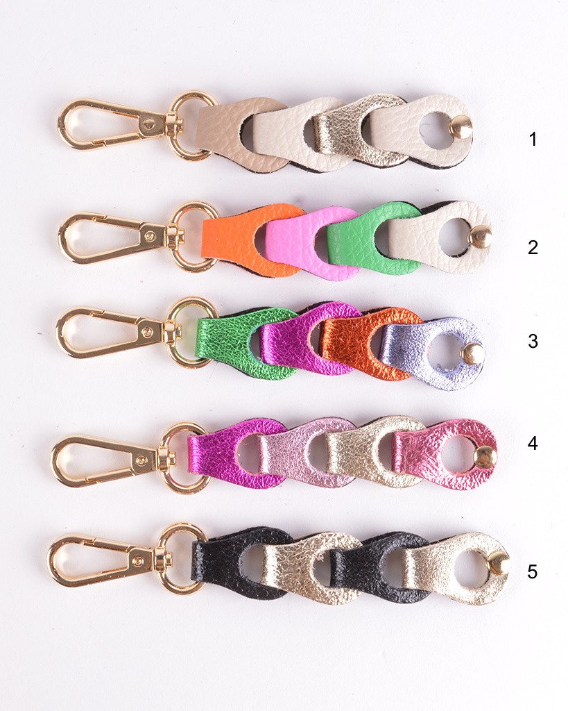 Leren-Sleutelhanger-Braided-Metallic-multi-gekleurede-gevlochten-keychains-leder-glans-kopen-bestellen-