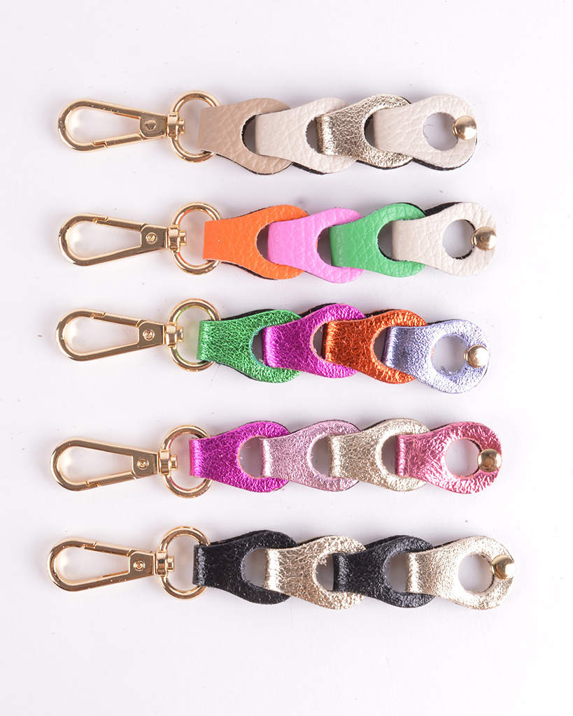 Leren-Sleutelhanger-Braided-Metallic-vele multi-gekleurede-gevlochten-keychains-leder-glans-kopen-bestellen-